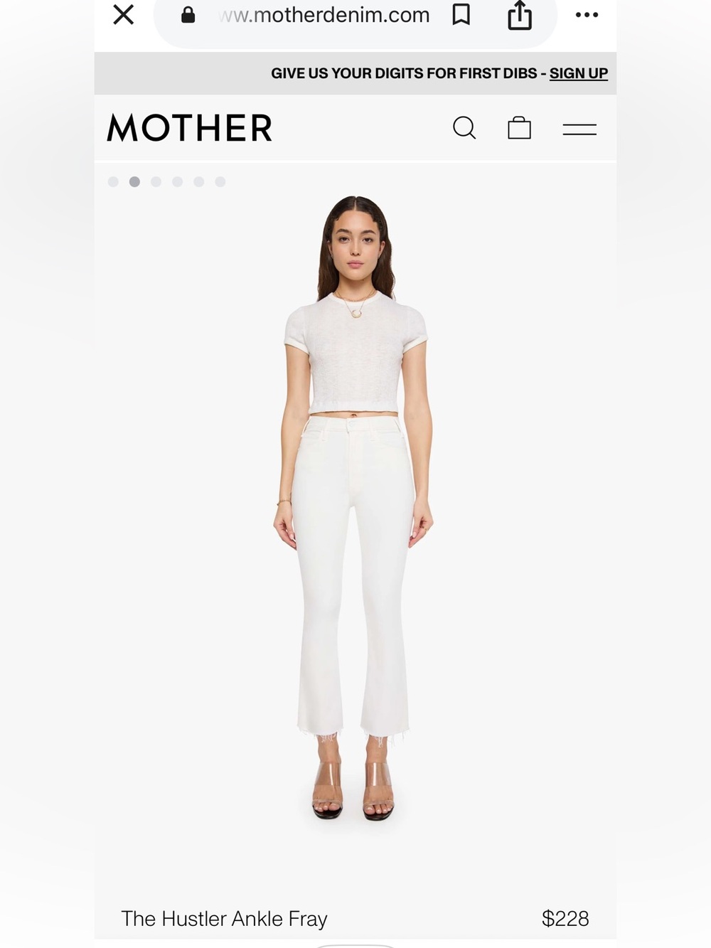 MOTHER White Hustler Ankle Fray Jeans